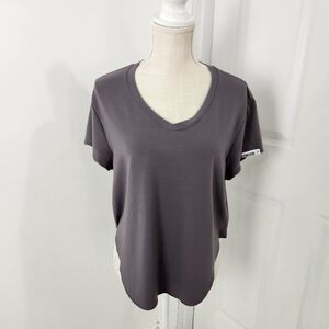 Gymshark Top Womens Large Purple Cinched Back Hi Low Shirttail Hem Jersey Knit